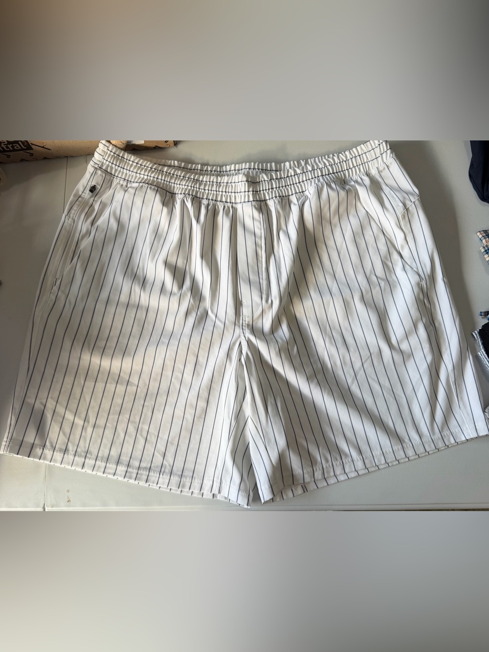 LNA White Shorts with Pinstripes